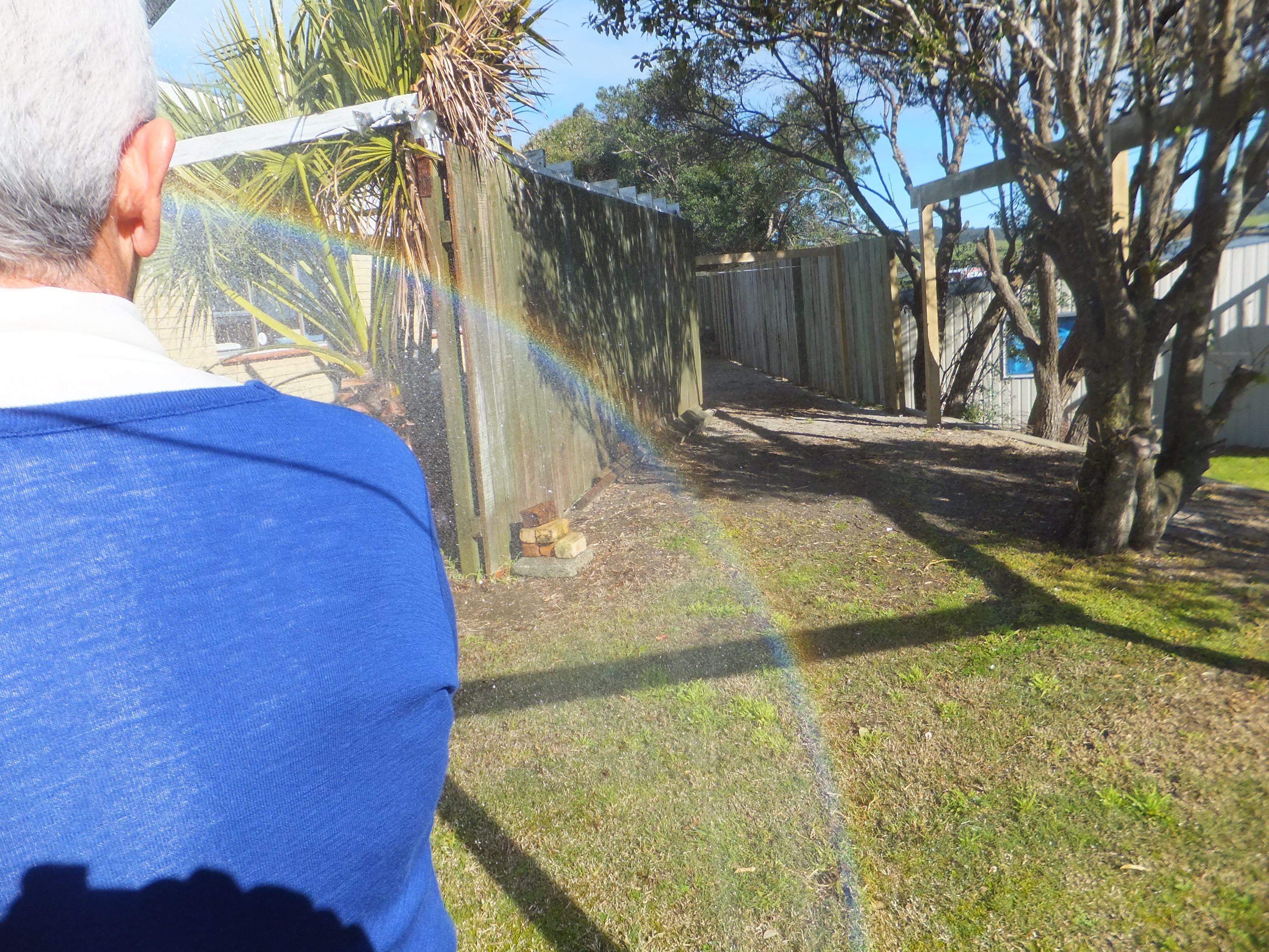 Aroha's rainbow showing in water mist 7/57